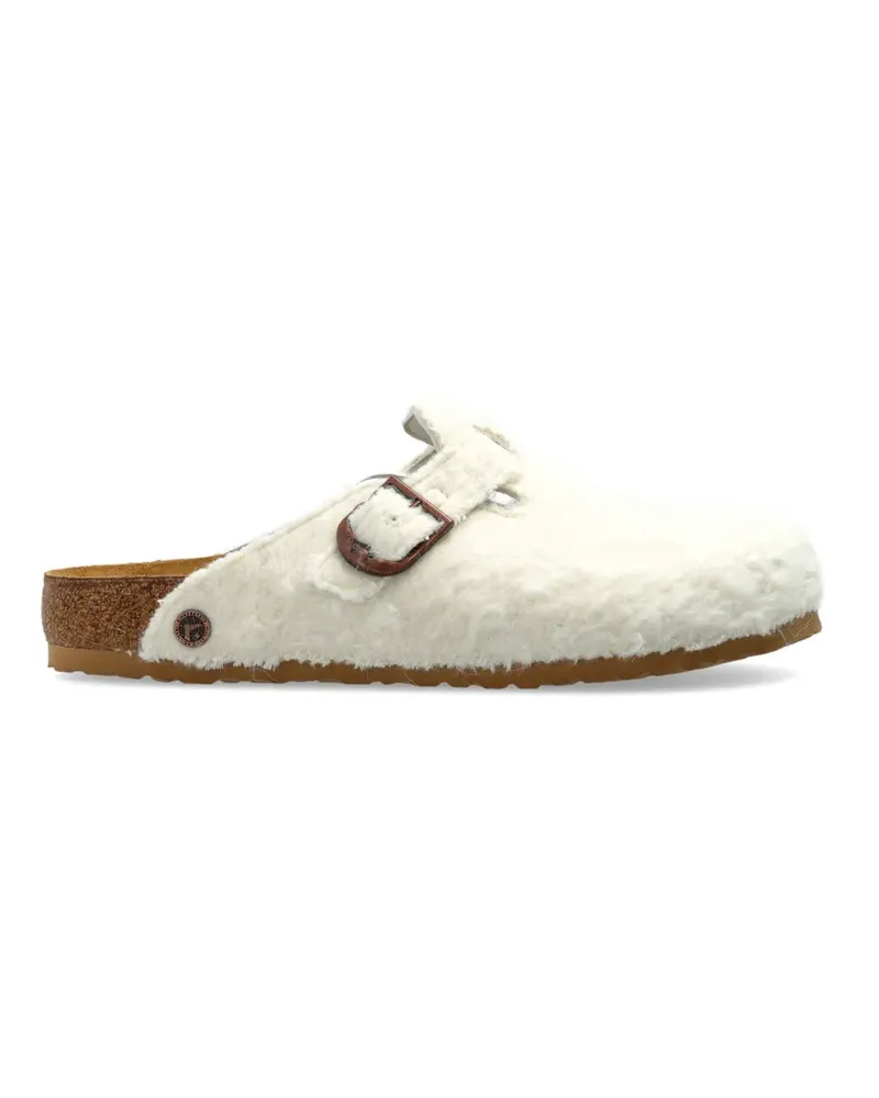 Birkenstock Boston Wooly Moon Pantoletten mit gebürstetem Effekt - Nude Nude