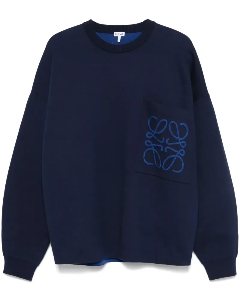 Loewe Pullover mit Anagram-Tasche - Blau Blau