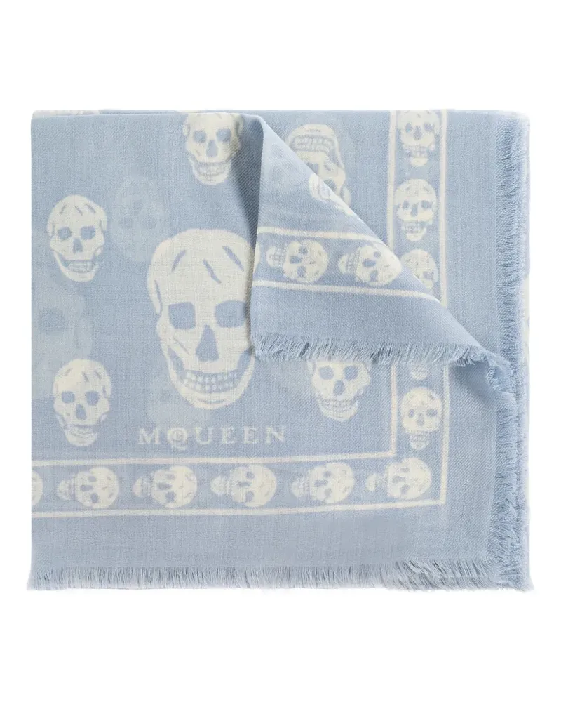 Alexander McQueen skull fringed scarf - Blau Blau