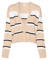 Peserico Gestreifter Cardigan mit Perlen Nude