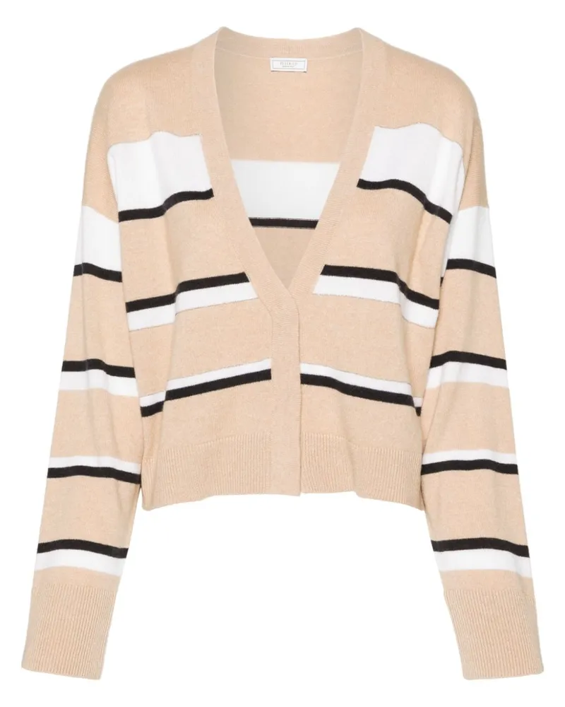 Peserico Gestreifter Cardigan mit Perlen - Nude Nude