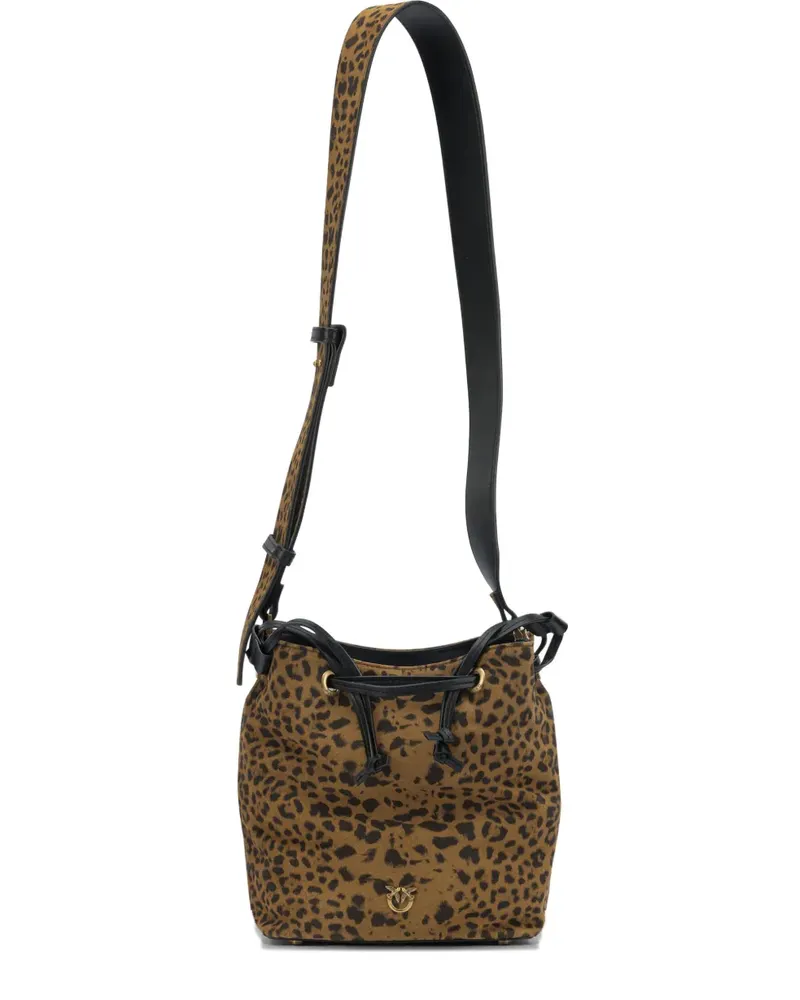 Pinko Leopard print drawstring shoulder bag - Braun Braun