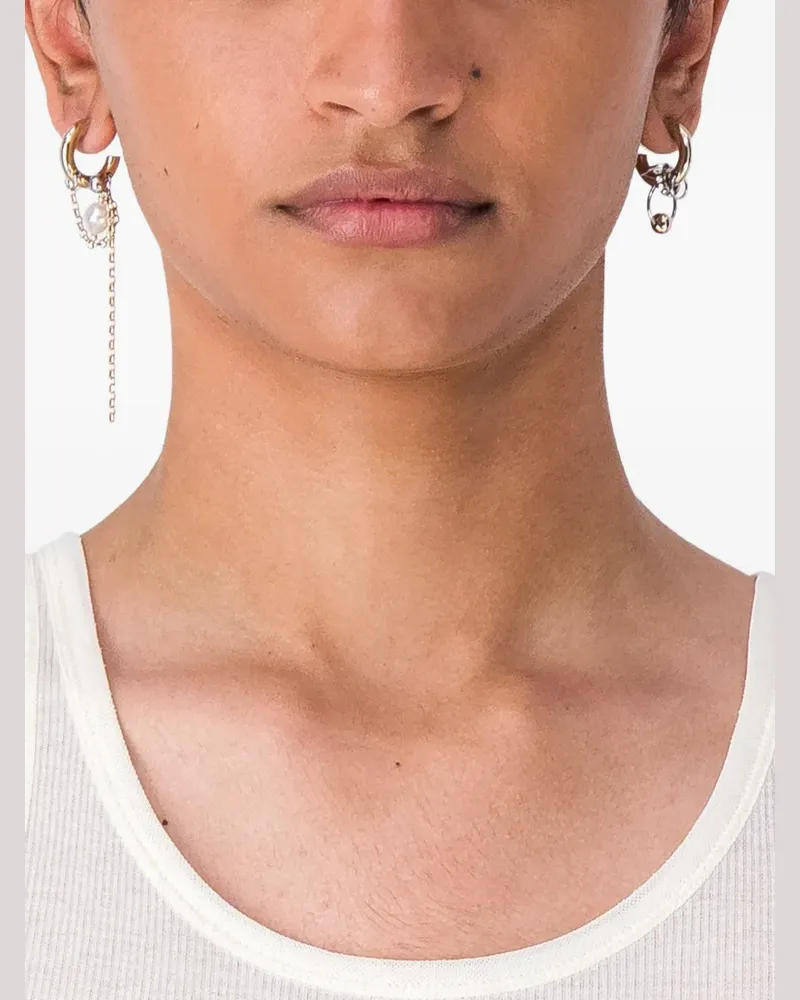 Justine Clenquet Nathan asymmetric pearl-embellished earrings - Gold Gold
