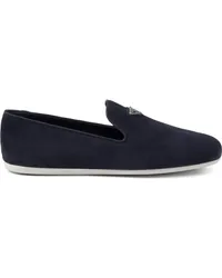 Prada Loafer aus Wildleder mit Logo Blau