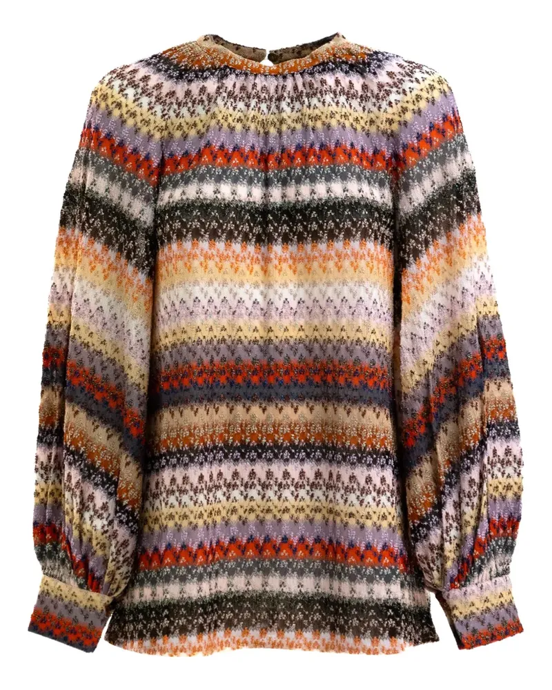 Missoni Gestreiftes Top mit Ballonärmeln - Nude Nude