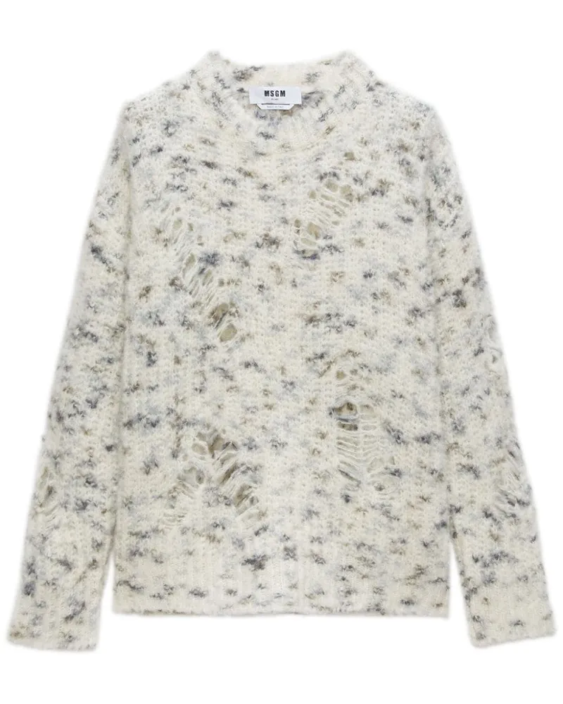 MSGM Pullover in Distressed-Optik Weiß