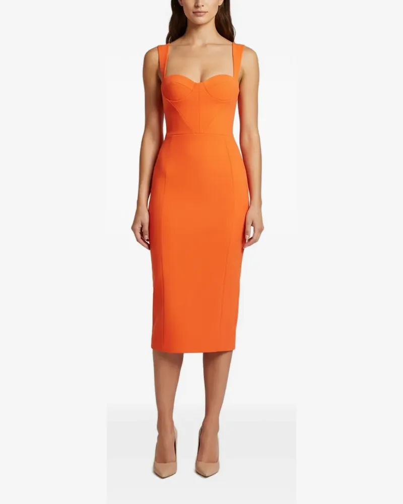 Alex Perry Claron crepe midi dress - Orange Orange