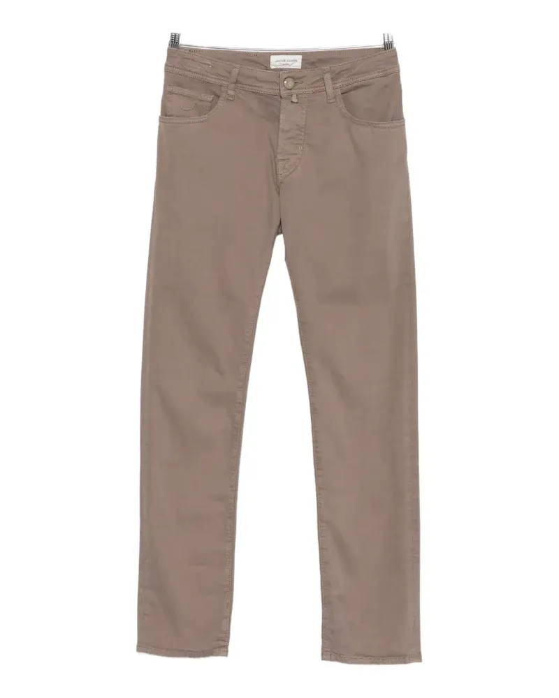 Jacob Cohën Nick logo-patch straight-leg trousers - Braun Braun