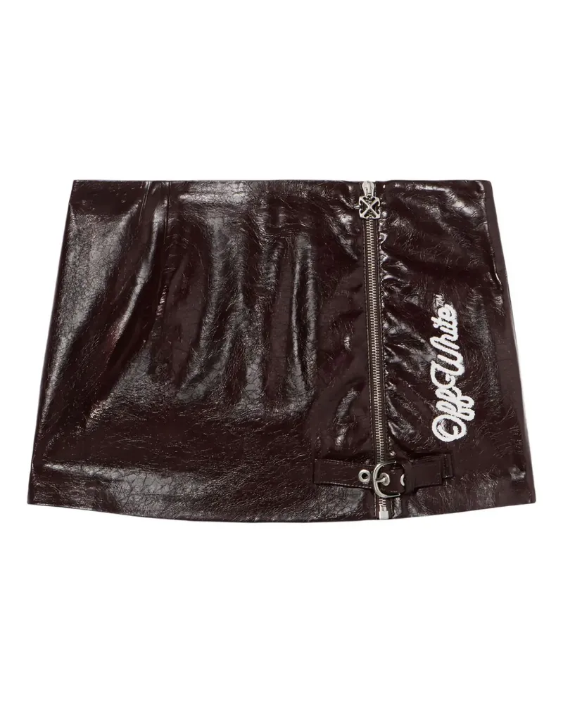 OFF-WHITE crinkle coated logo embroidery skirt - Braun Braun