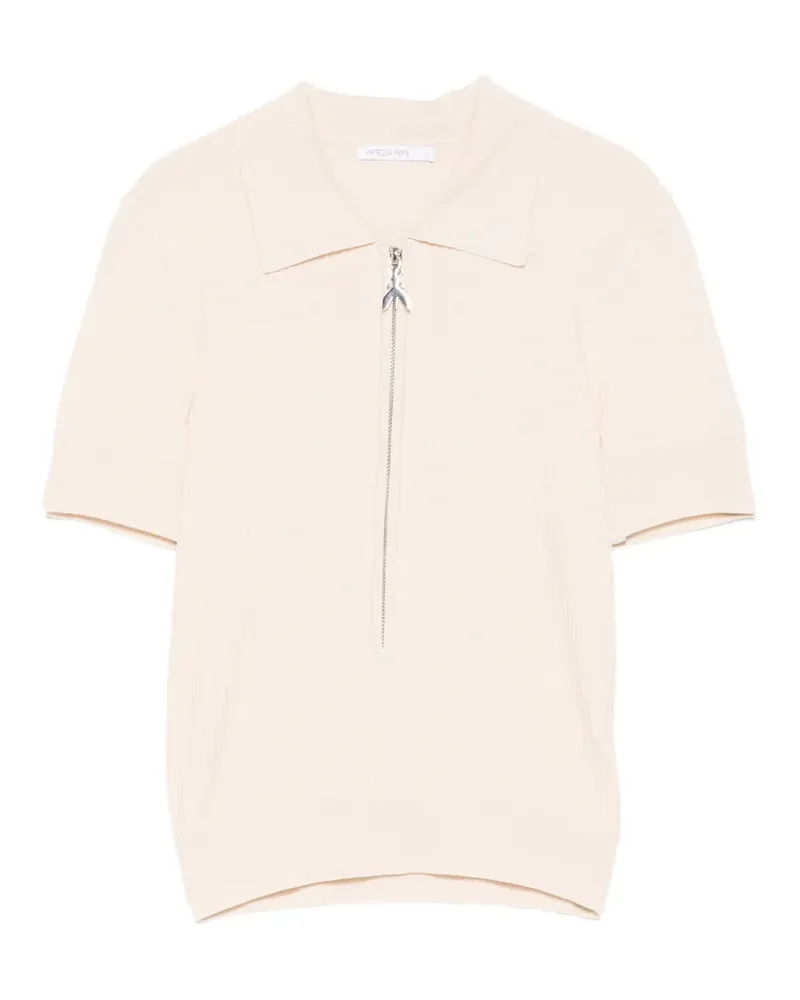 Patrizia Pepe ribbed zip-up polo shirt - Nude Nude