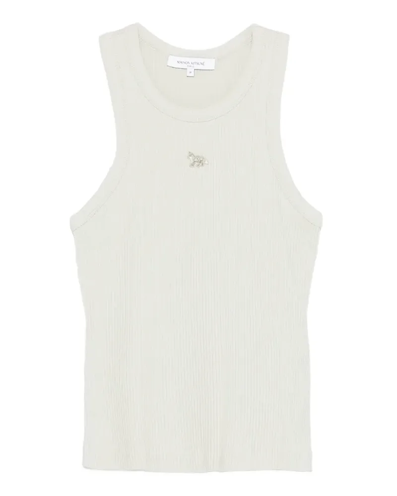 Kitsuné Geripptes Tanktop mit Logo-Patch - Grün Grün