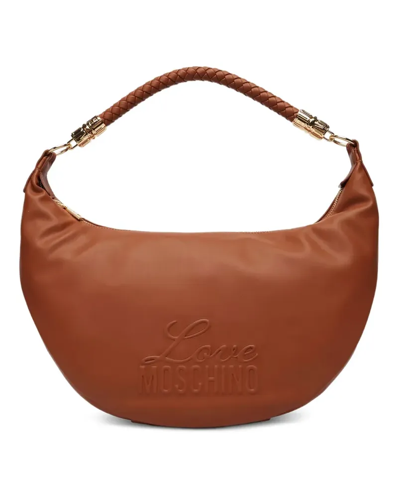 Moschino logo-detail braided-handle tote bag - Braun Braun