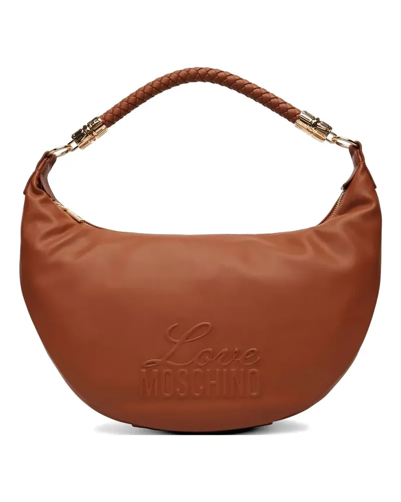 Moschino logo-detail braided-handle tote bag - Braun Braun