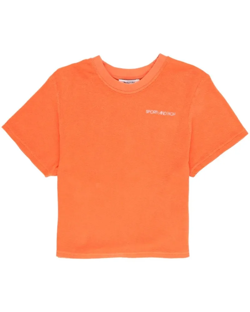 SPORTY & RICH T-Shirt mit Logo-Stickerei Orange