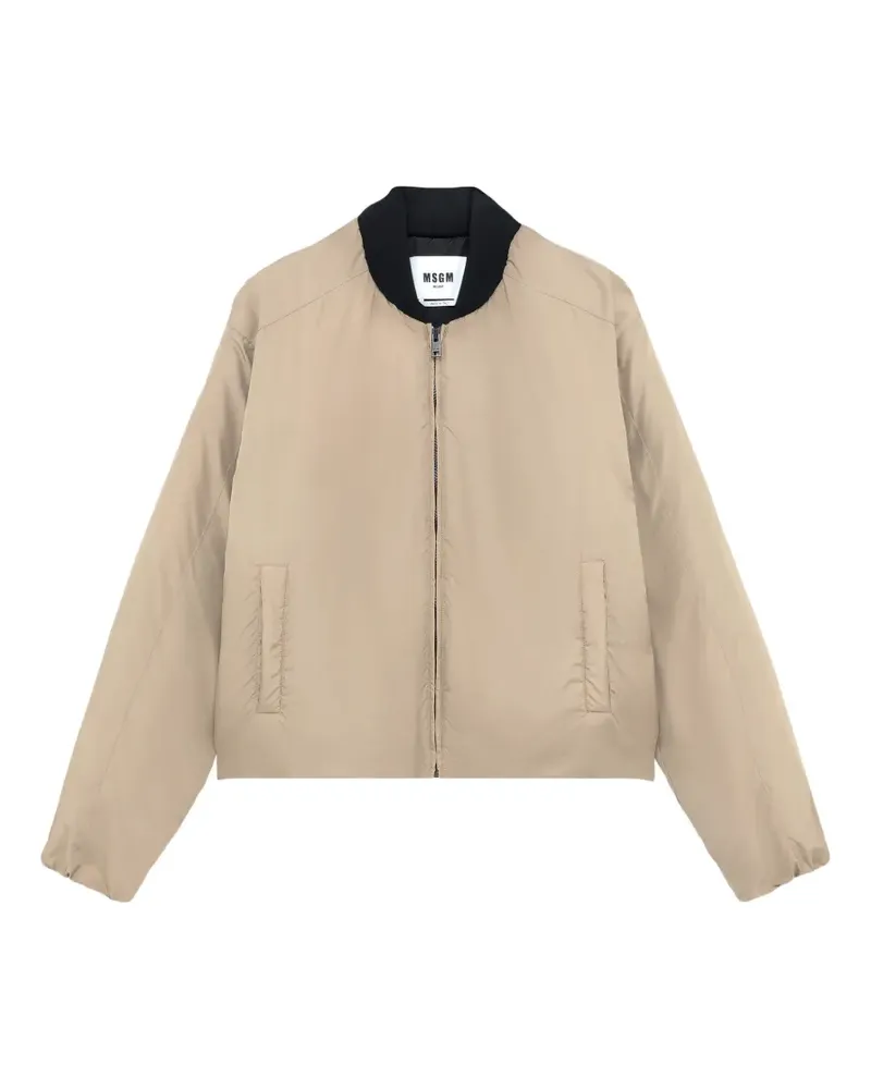MSGM Bomberjacke mit Logo-Patch - Nude Nude