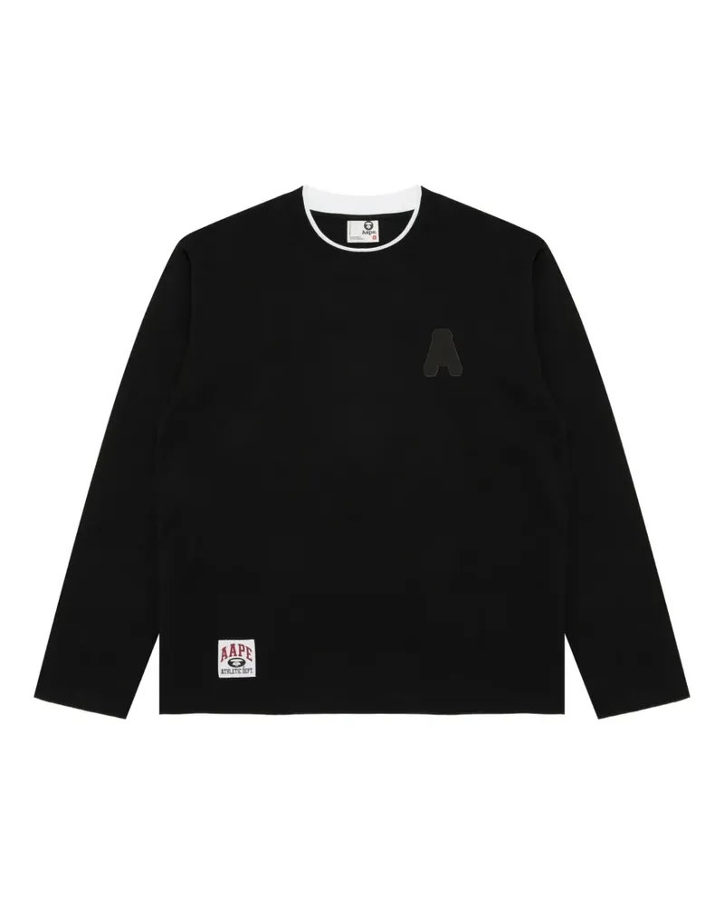 BAPE Langarmshirt mit Rundhalsausschnitt - Schwarz Schwarz