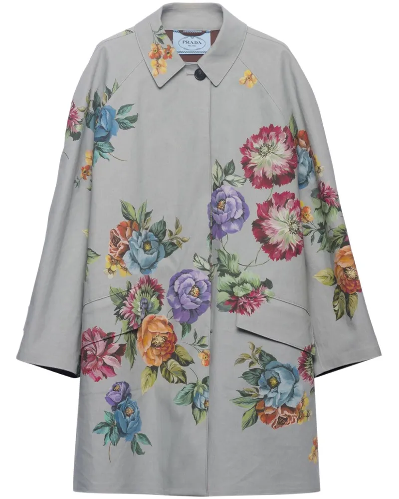 Prada Mantel mit Print - Grau Grau