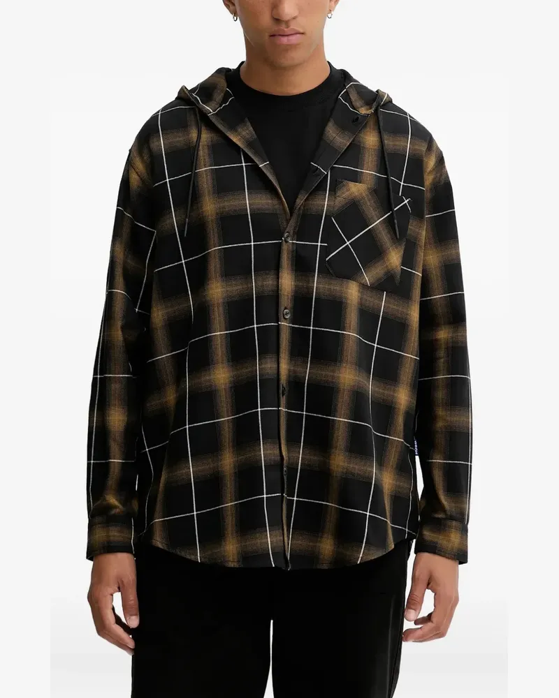 HUGO BOSS Karierte Hemdjacke - Schwarz Schwarz
