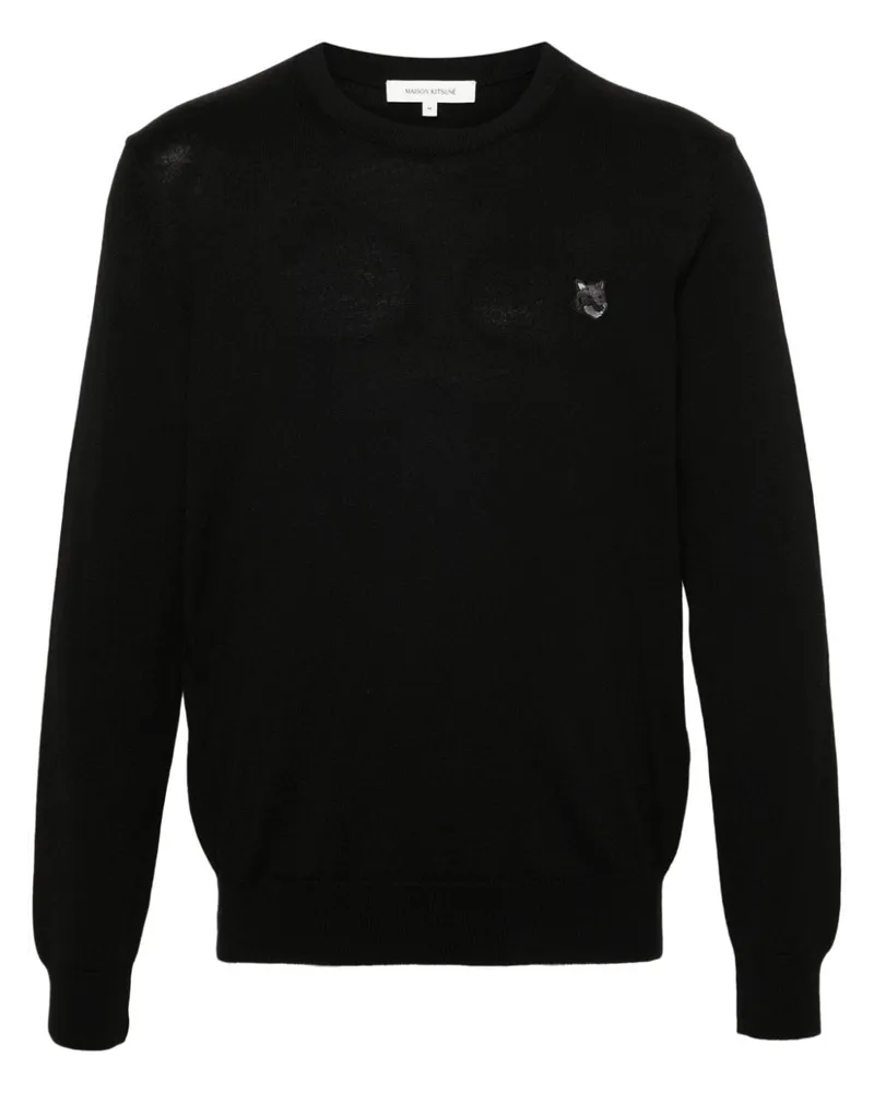 Kitsuné Pullover mit Fuchs-Patch - Schwarz Schwarz
