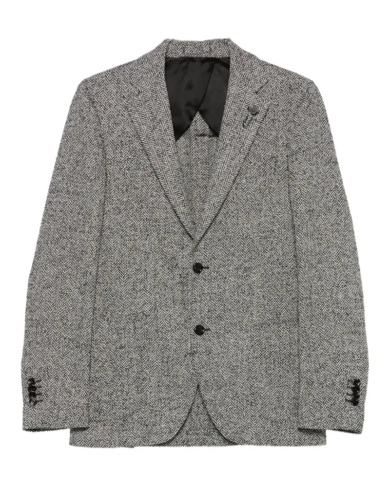 LARDINI Iconic Blazer mit Fischgrätenmuster - Schwarz Schwarz