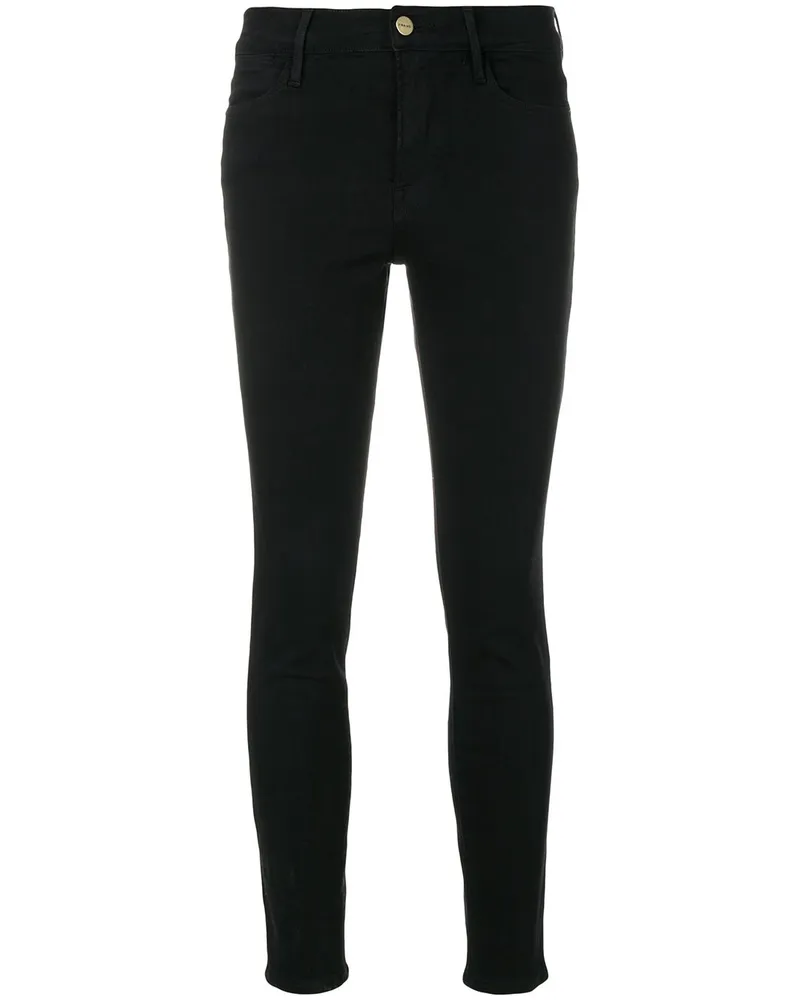 Frame Denim Hoch sitzende Skinny-Jeans - Schwarz Schwarz