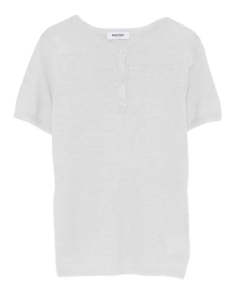 BASE Milano T-Shirt mit Knopfleiste - Grau Grau