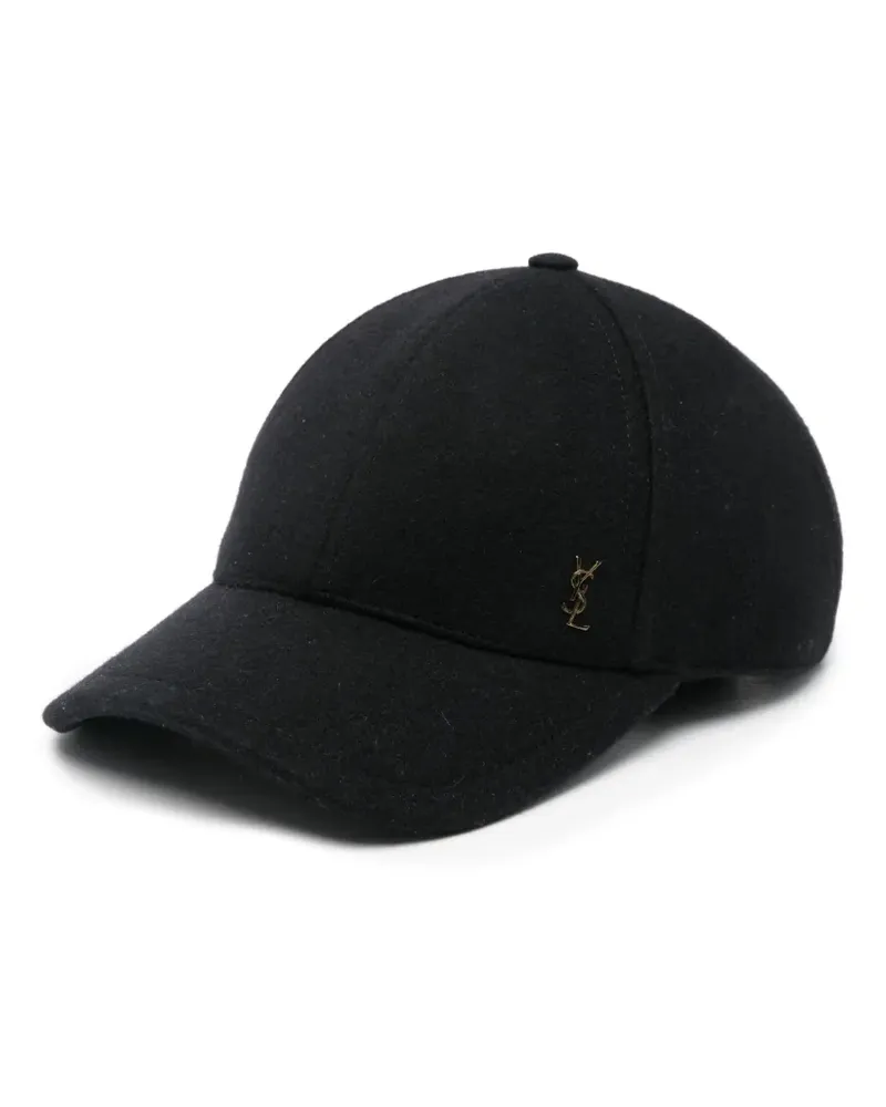 Saint Laurent Baseballkappe mit Logo-Schild - Schwarz Schwarz