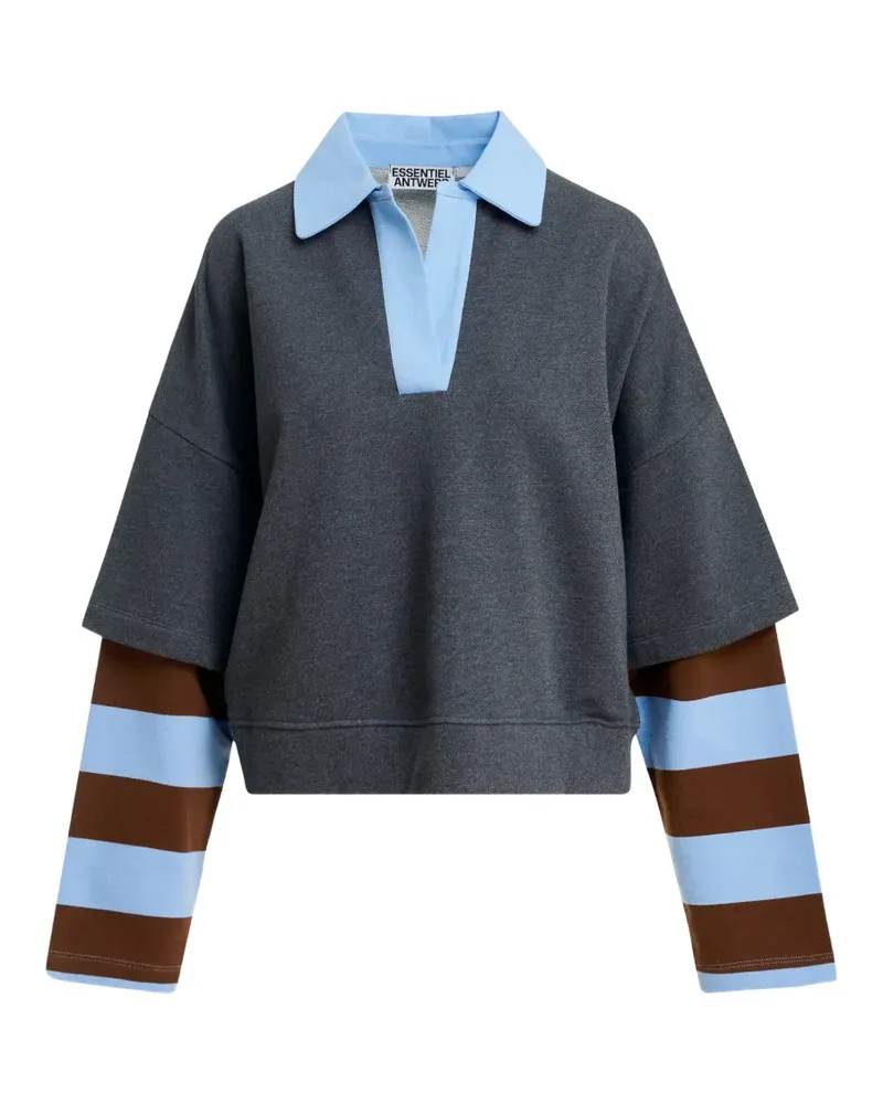Essentiel Kantelou Sweatshirt mit Polokragen - Grau Grau