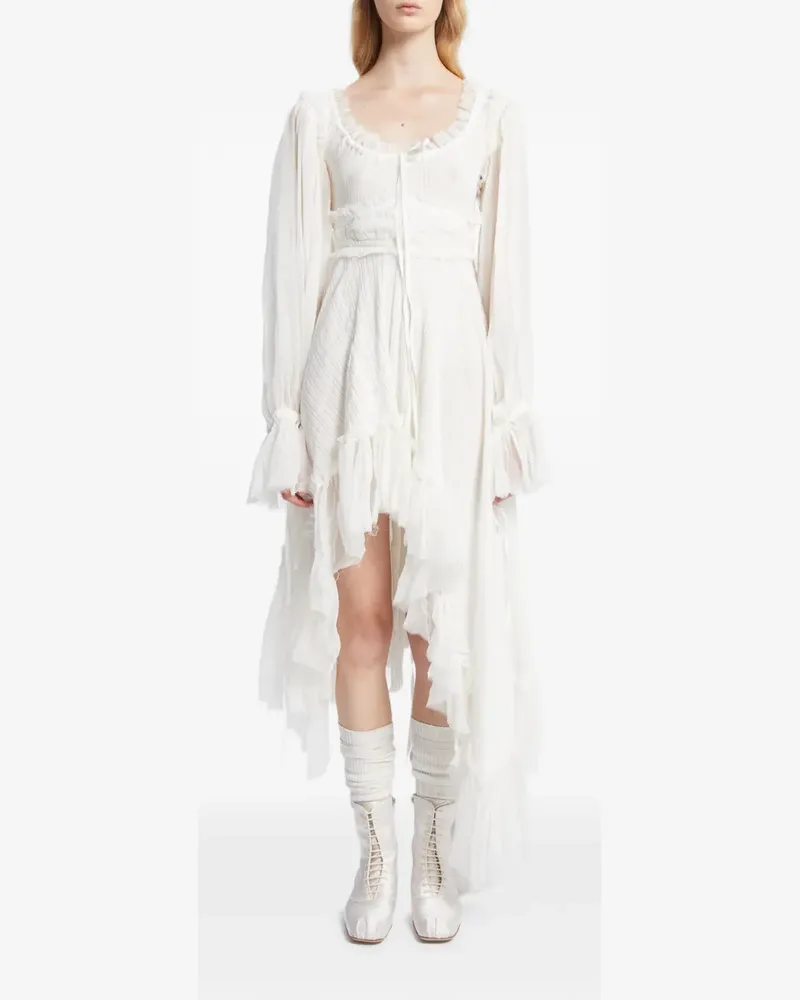 Ann Demeulemeester Giti ruffled asymmetric dress - Weiß Weiß