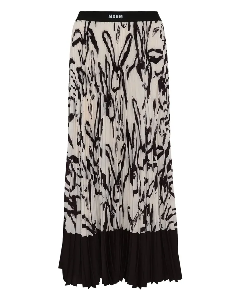 MSGM rabbit-print pleated skirt - Weiß Weiß