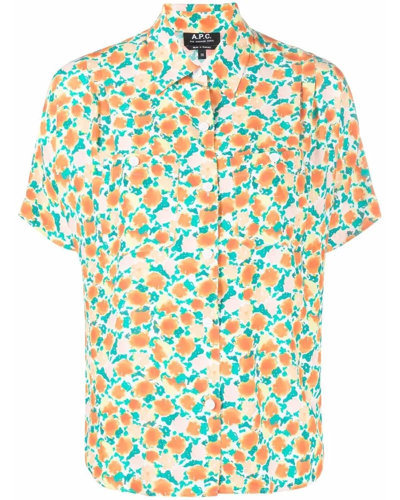 A.P.C. Hemd mit Blumen-Print Orange