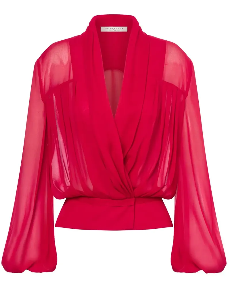 Philosophy Di Lorenzo Serafini Drapierte Bluse mit Sheer-Effekt - Rot Rot