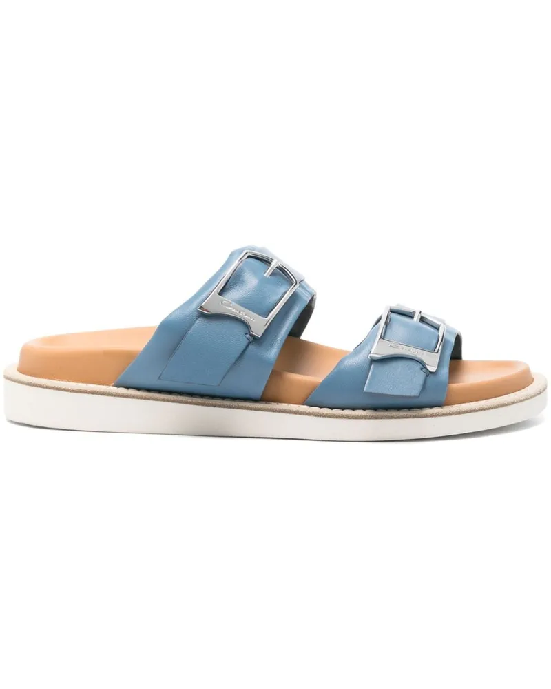 Santoni Pantoletten mit doppeltem Riemen - Blau Blau