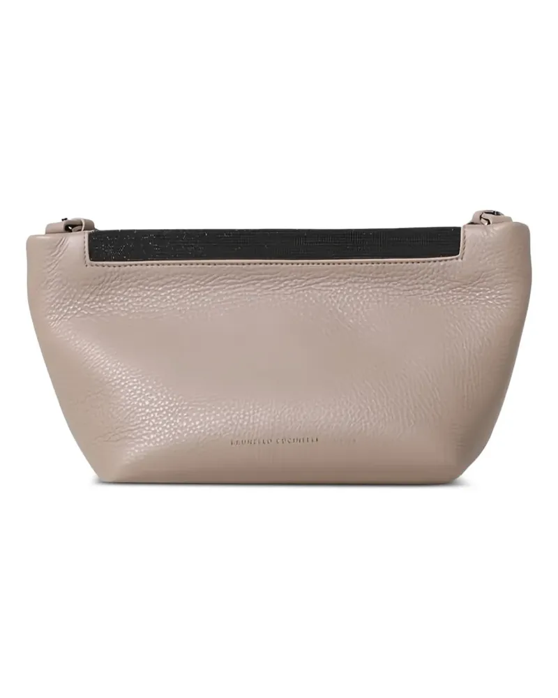 Brunello Cucinelli Schultertasche aus gekörntem Leder - Nude Nude