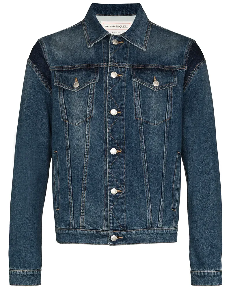 Alexander McQueen Jeansjacke mit Logo-Prägung - Blau Blau