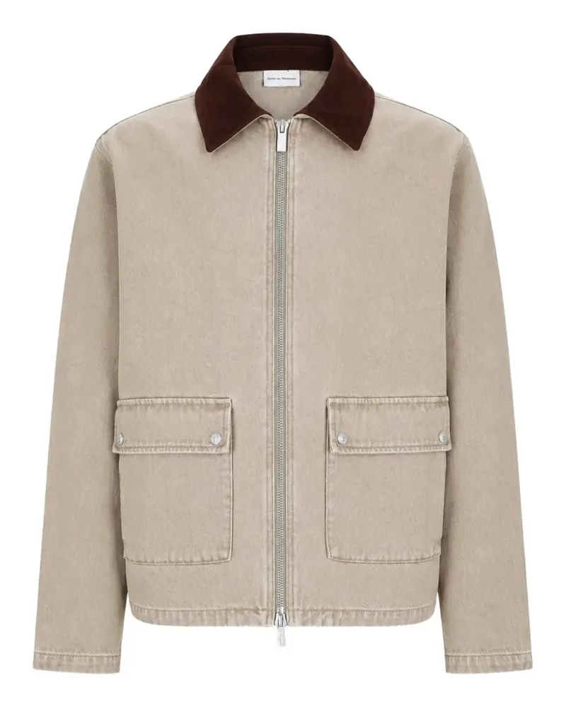 Drôle de Monsieur contrast-collar cotton jacket - Nude Nude