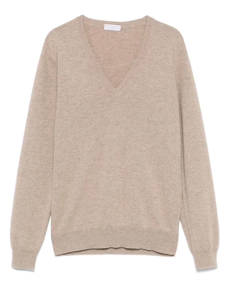 Brunello Cucinelli Klassischer Kaschmirpullover - Nude Nude