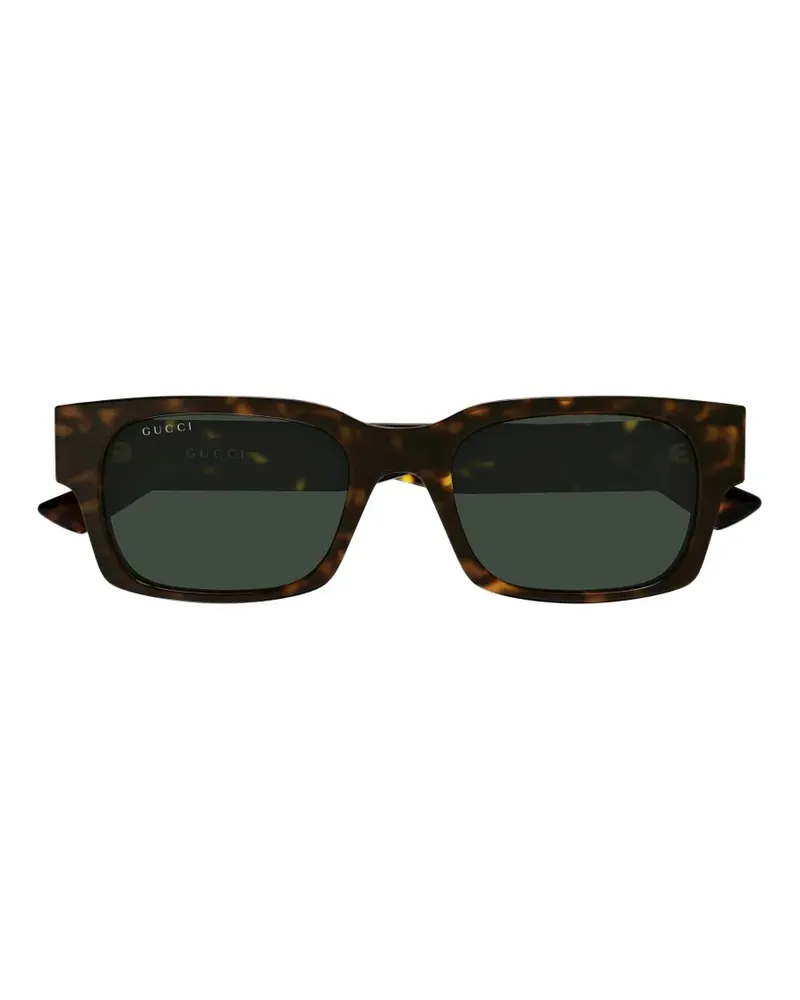 Gucci tortoiseshell-effect rectangle-frame sunglasses - Braun Braun