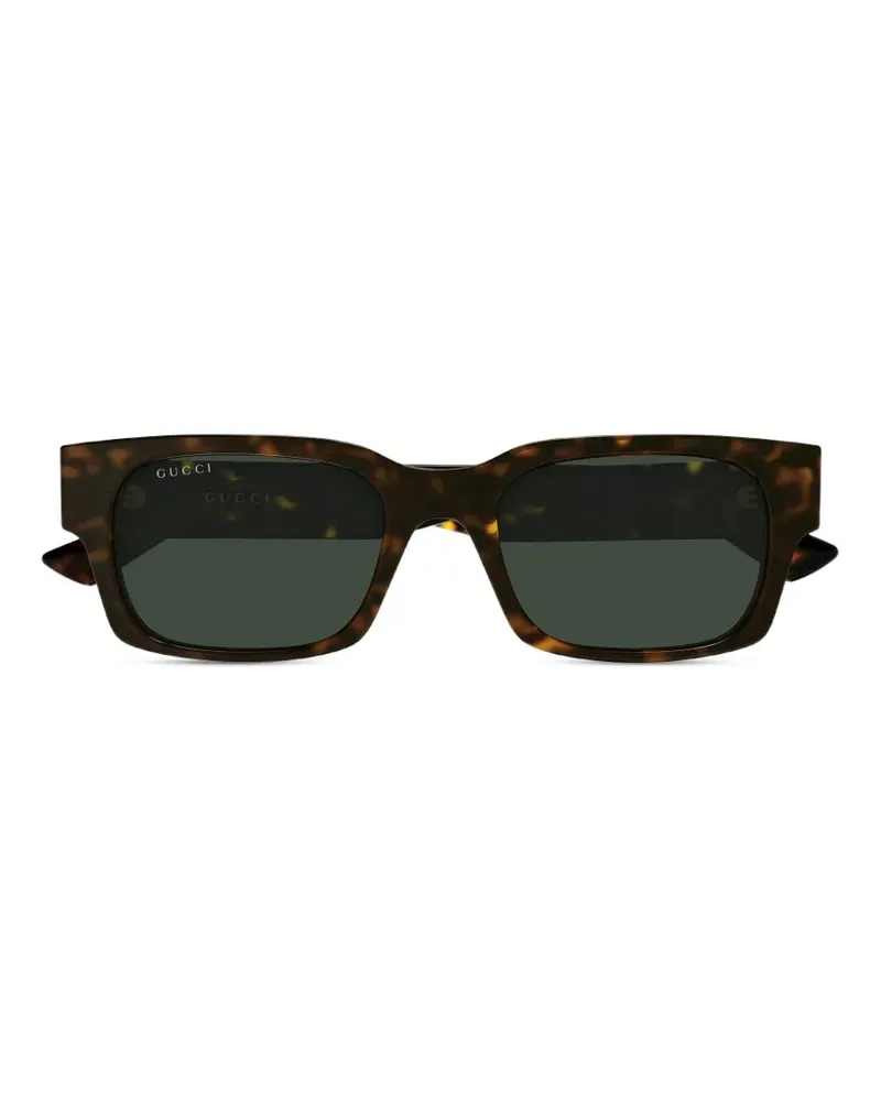 Gucci tortoiseshell-effect rectangle-frame sunglasses - Braun Braun
