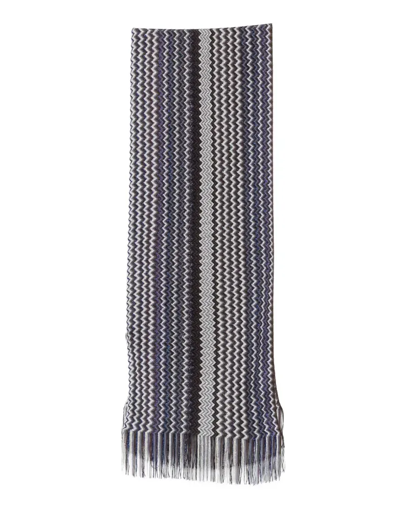 Missoni zigzag-knit fringed scarf - Braun Braun