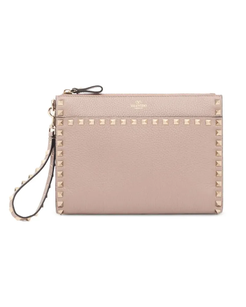 Valentino Garavani Rockstud Clutch aus körnigem Kalbsleder - Nude Nude