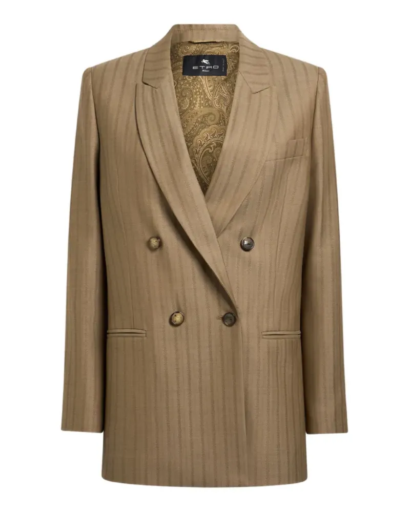 Etro Zweireihige Jacke aus Woll-Jacquard mit Streifenmuster - Nude Nude