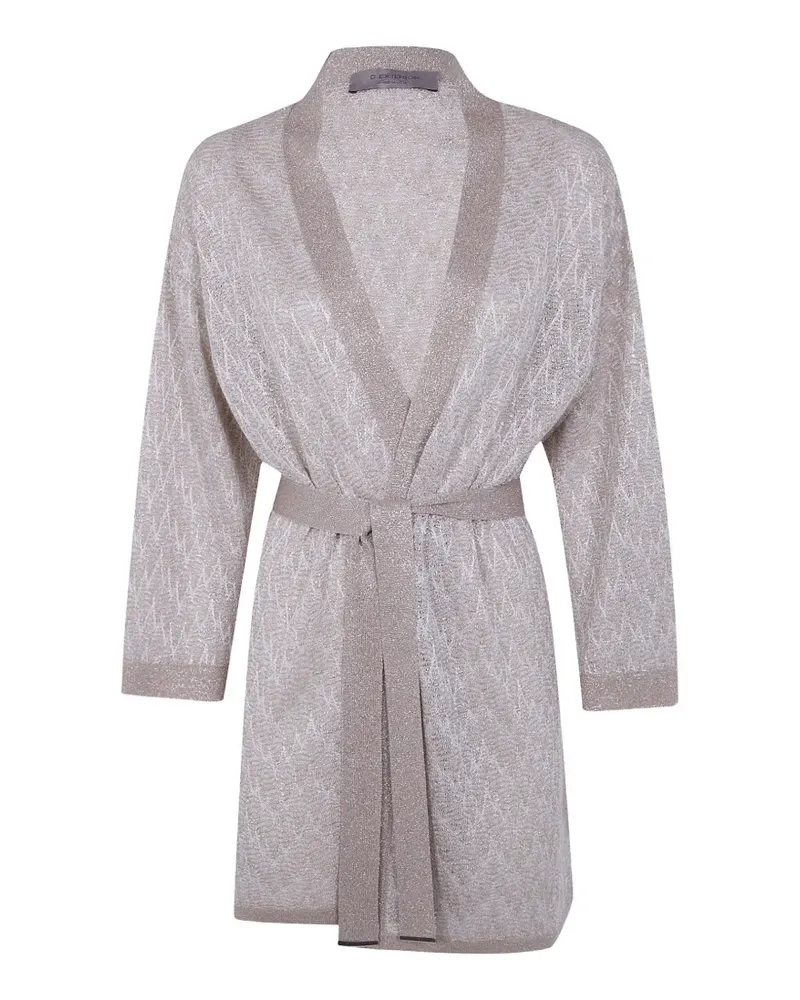 D.EXTERIOR metallic-effect belted cardigan - Grau Grau