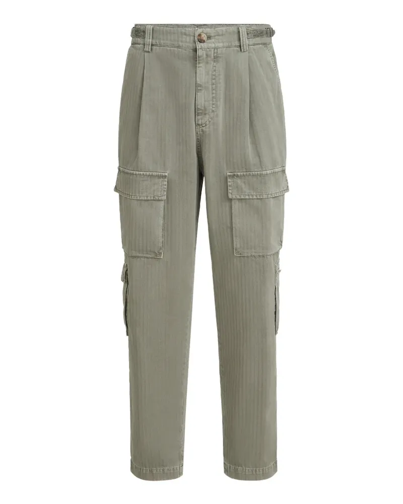Brunello Cucinelli Hose mit Chevron-Steg, Cargotaschen und Taillenlaschen - Grün Grün
