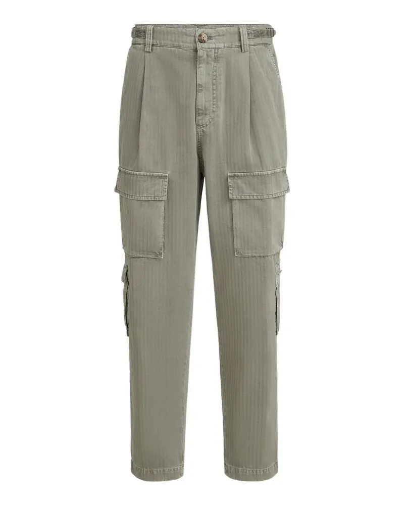 Brunello Cucinelli Hose mit Chevron-Steg, Cargotaschen und Taillenlaschen - Grün Grün