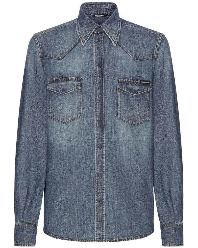 Dolce & Gabbana Jeanshemd mit spitzem Kragen - Blau Blau