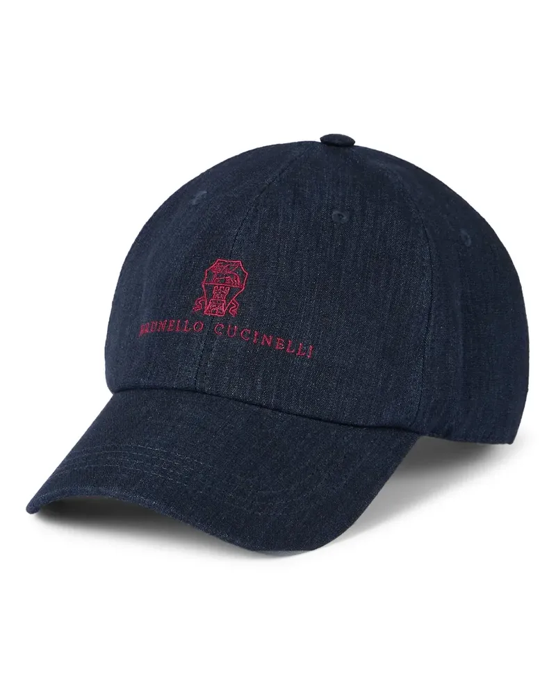 Brunello Cucinelli Baseballkappe mit Logo-Stickerei - Blau Blau