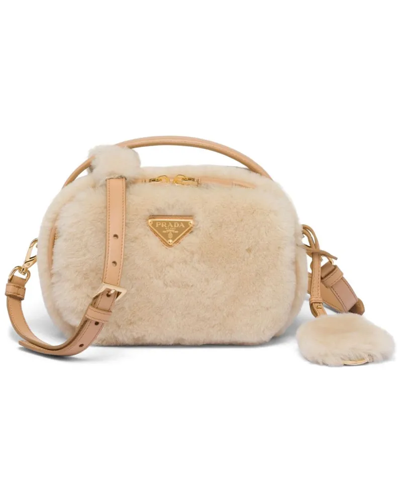 Prada Arqué Mini-Tasche mit Shearling - Nude Nude