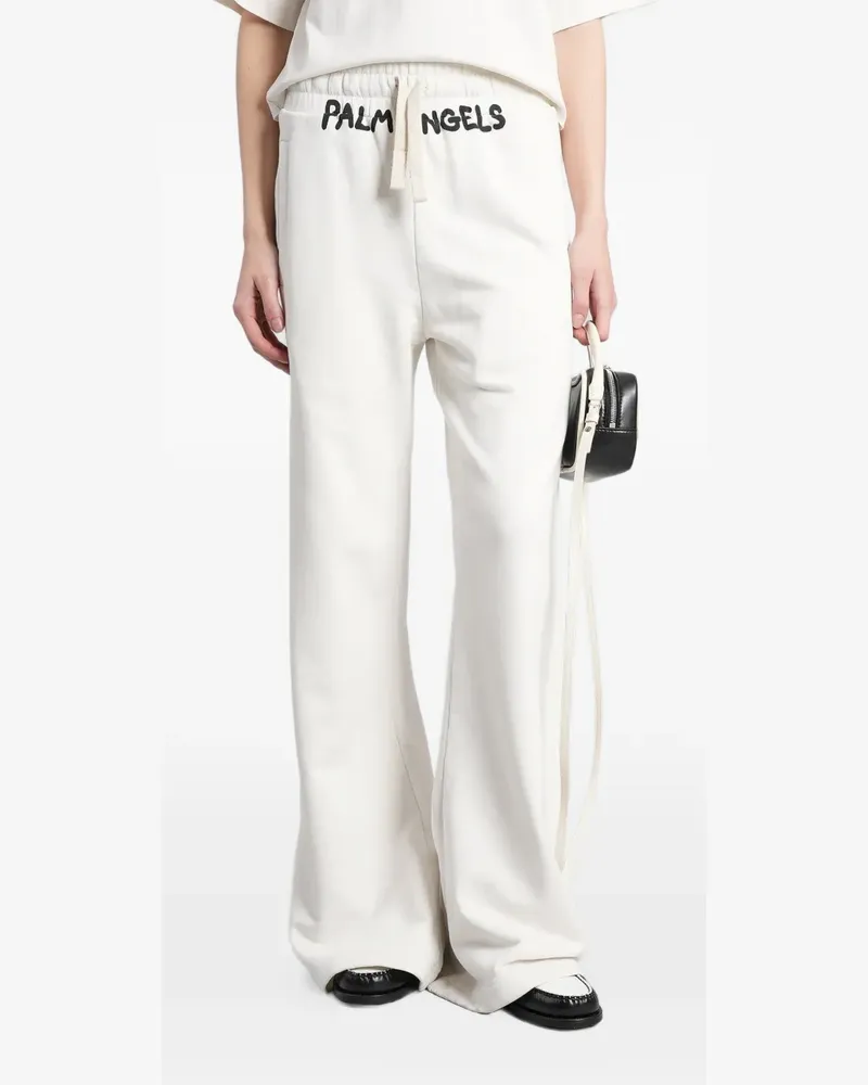 Palm Angels logo-print drawstring track pants - Weiß Weiß