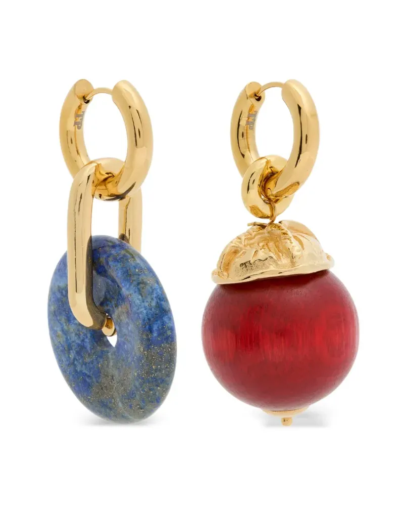 TIMELESS PEARL wood and chalcedony hoop bead earrings - Gold Gold
